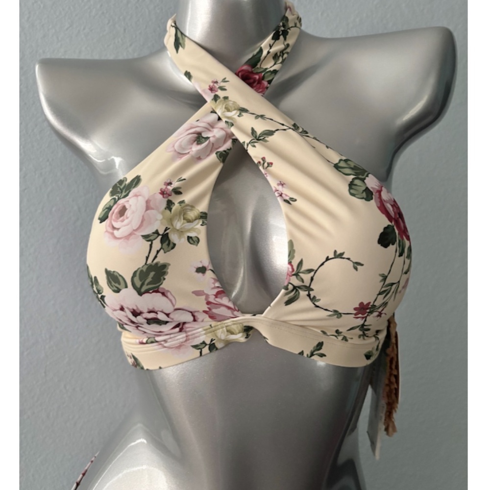 ANTONIO MELANI Cream Floral Crisscross Bikini - Picture 4 of 8